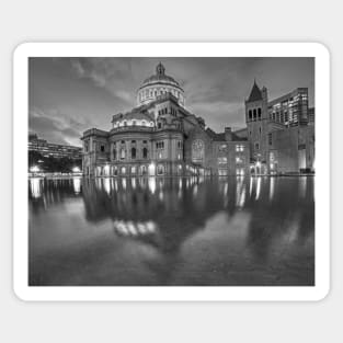 Reflecting Pool Black and White Boston Christian Science Building Sticker